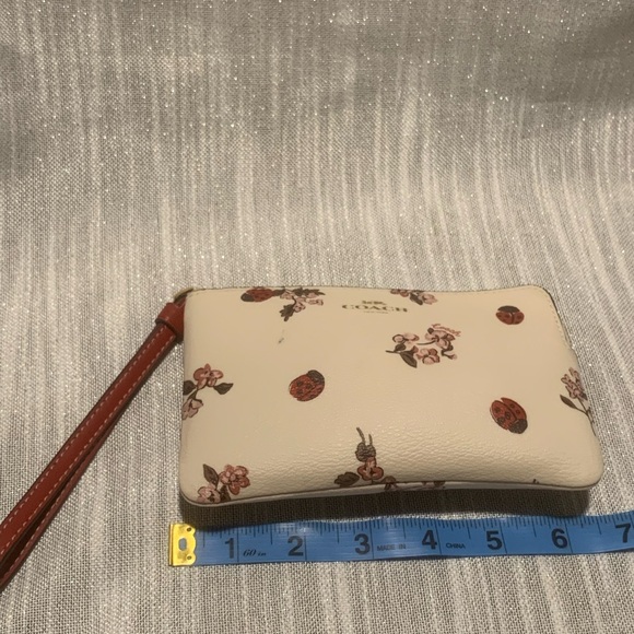 Coach Floral Ladybug Wristlet in Cream - Picture 4 of 15